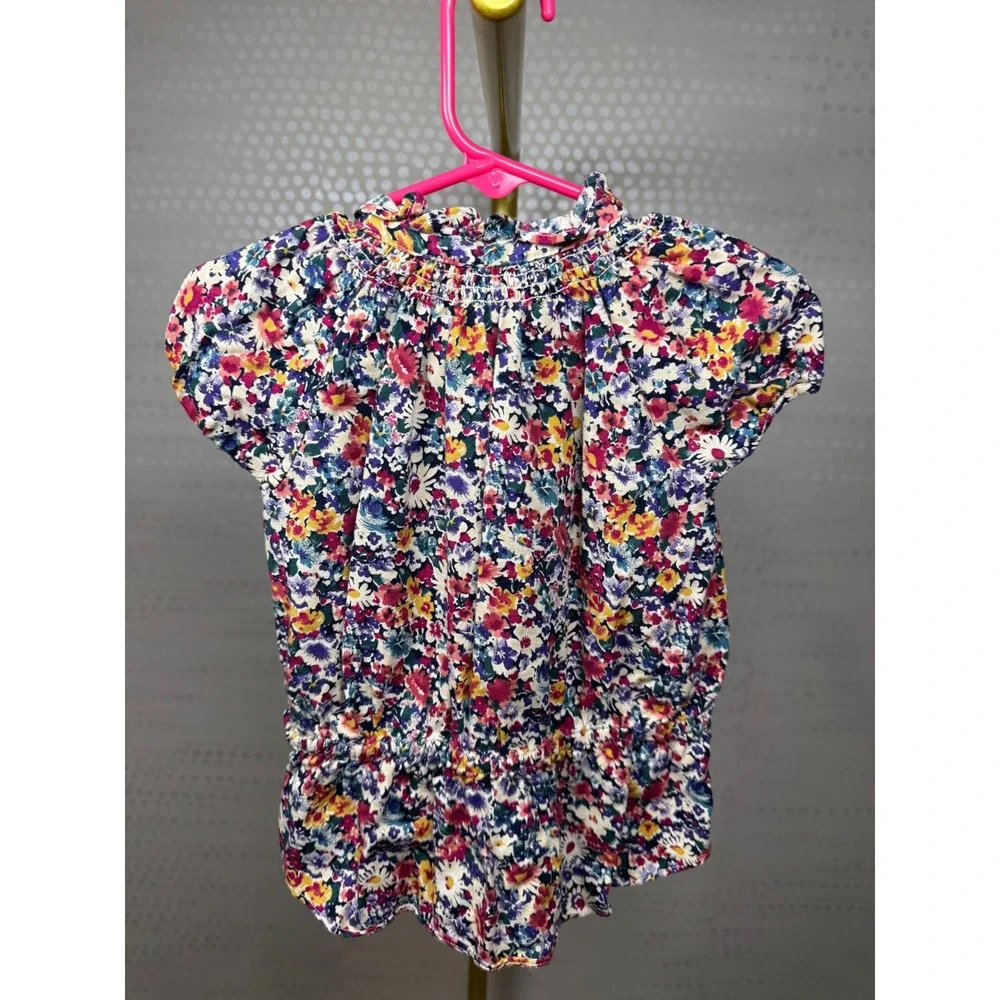 Ralph Lauren Baby Girls Floral Blouse 12M Ditsy Print Ruffle Peplum Top Cotton